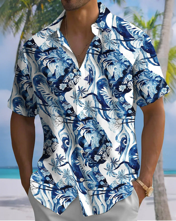 Alohadaddy® Hawaii Palm Tree Print Button-Down Shirt  Men&