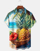 Alohadaddy® Hawaiian Pineapple Print Art Men's Short-Sleeve Shirt  Button-Down Cardigan Style with Pocket