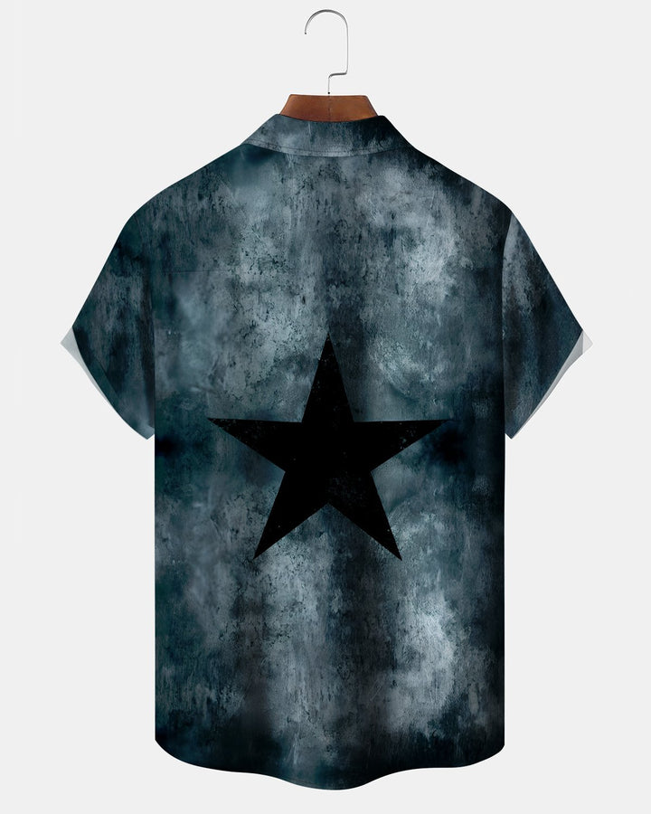 Alohadaddy® Vintage Star Print Art Button Cardigan Pocket Men&