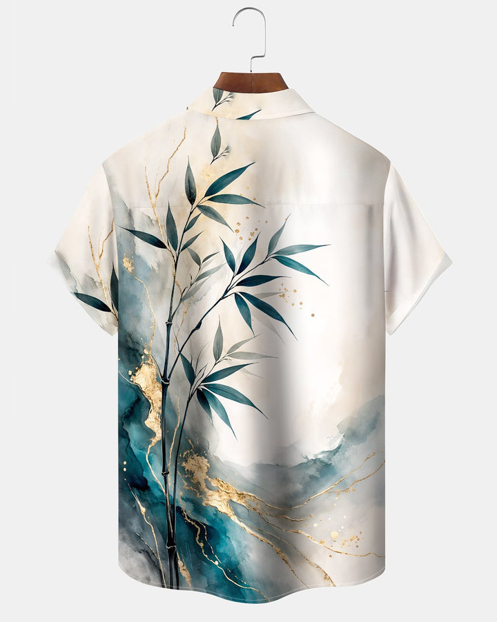 Alohadaddy® Hawaiian Bamboo Print Art Button Pocket Cardigan Men&
