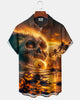 Alohadaddy® Men's Short-Sleeve Button-Down Shirt with Hawaiian Halloween Graphic Print and Chest Pocket