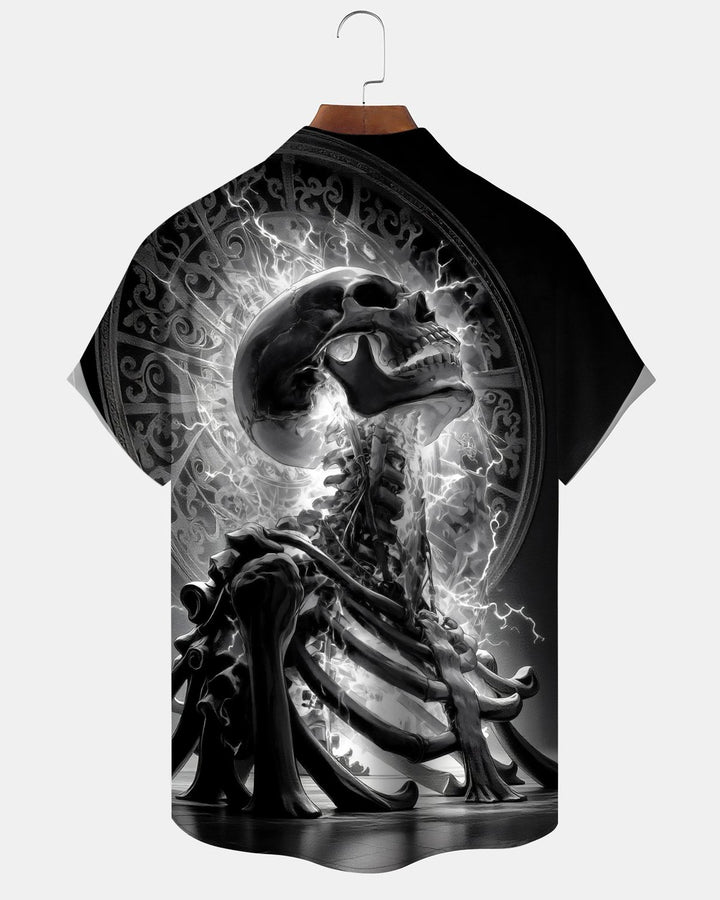 Alohadaddy® Holiday Halloween Graphic Print Button-Down Pocket Cardigan-Style Men&