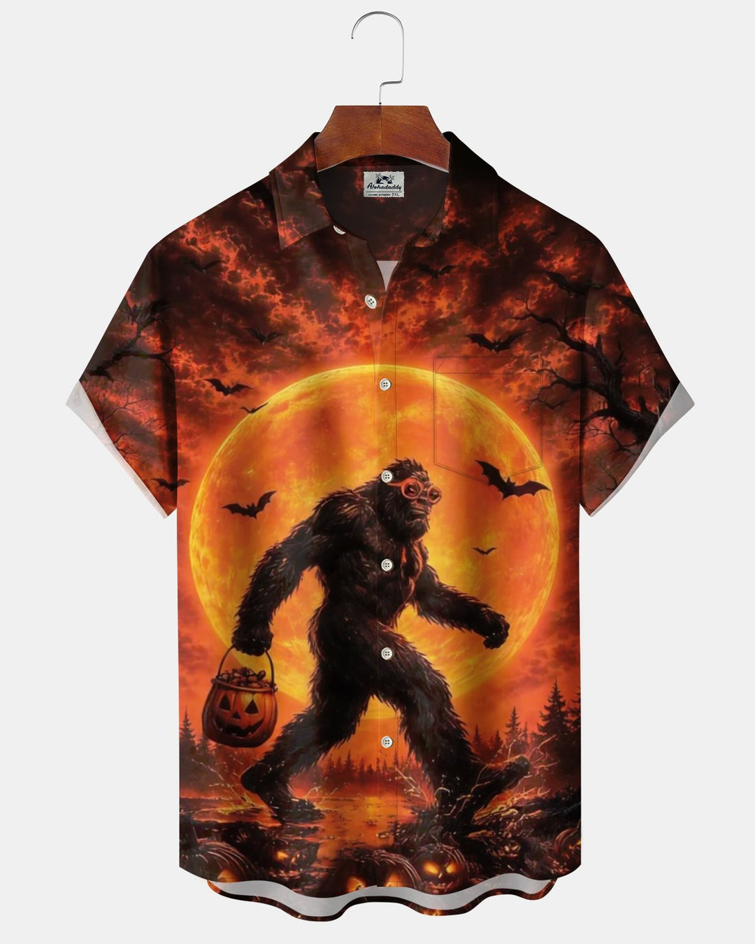 Alohadaddy® Holiday Halloween Graphic Print Button-Down Pocket Cardigan-Style Men&