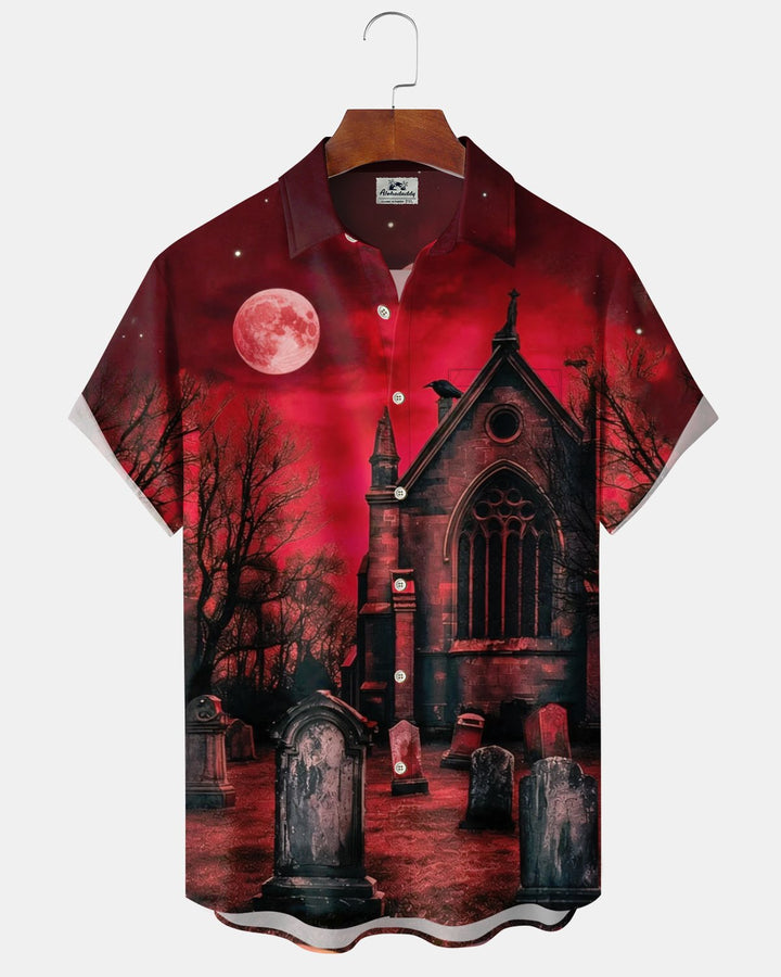 Alohadaddy® Holiday Halloween Graphic Print Button-Down Pocket Cardigan-Style Men&