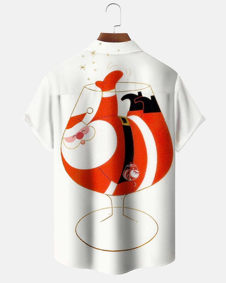 Alohadaddy® Men’s Short-Sleeve Casual Button-Down Shirt  Christmas-Themed Graphic Print with Pocket