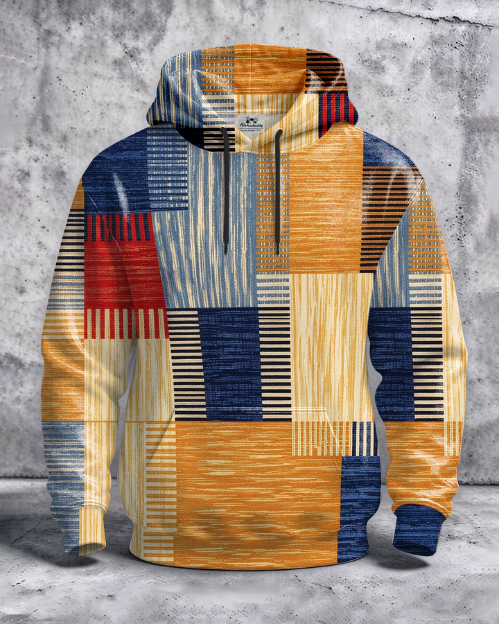 Alohadaddy® Men’s Abstract Checkered Print Pullover Hoodie