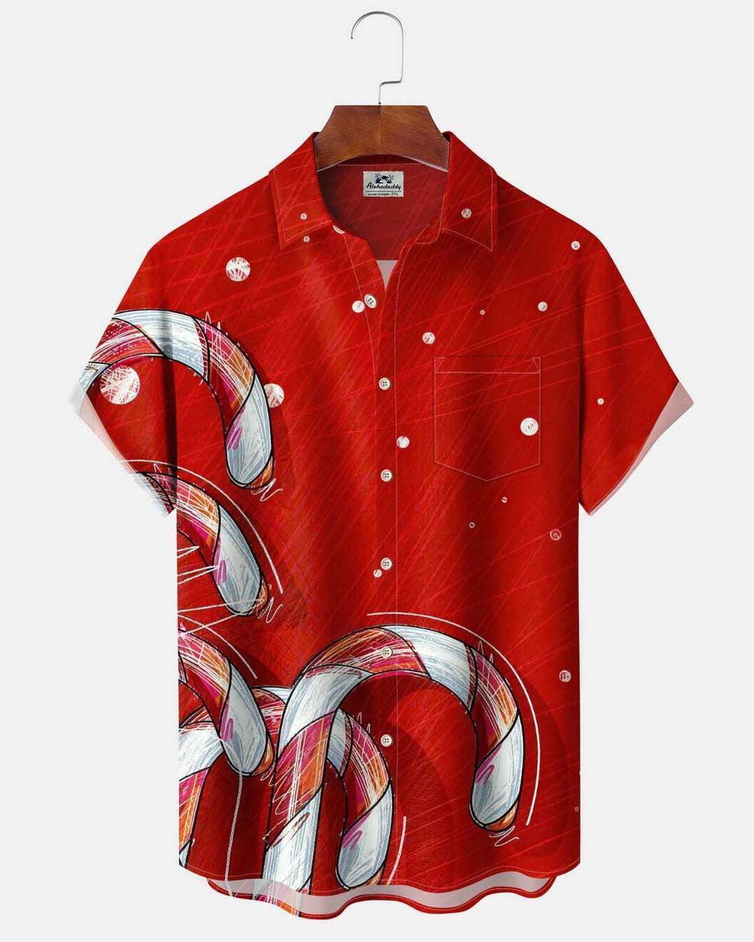 Alohadaddy® Men’s Short-Sleeve Button-Down Shirt Holiday/Christmas Graphic Print with Pocket