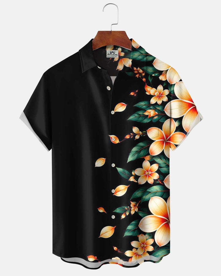 Alohadaddy® Men’s Short-Sleeve Button-Down Shirt Vintage Floral Print with Pocket