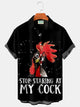 Alohadaddy Easter cock men's lapel button pocket shirt