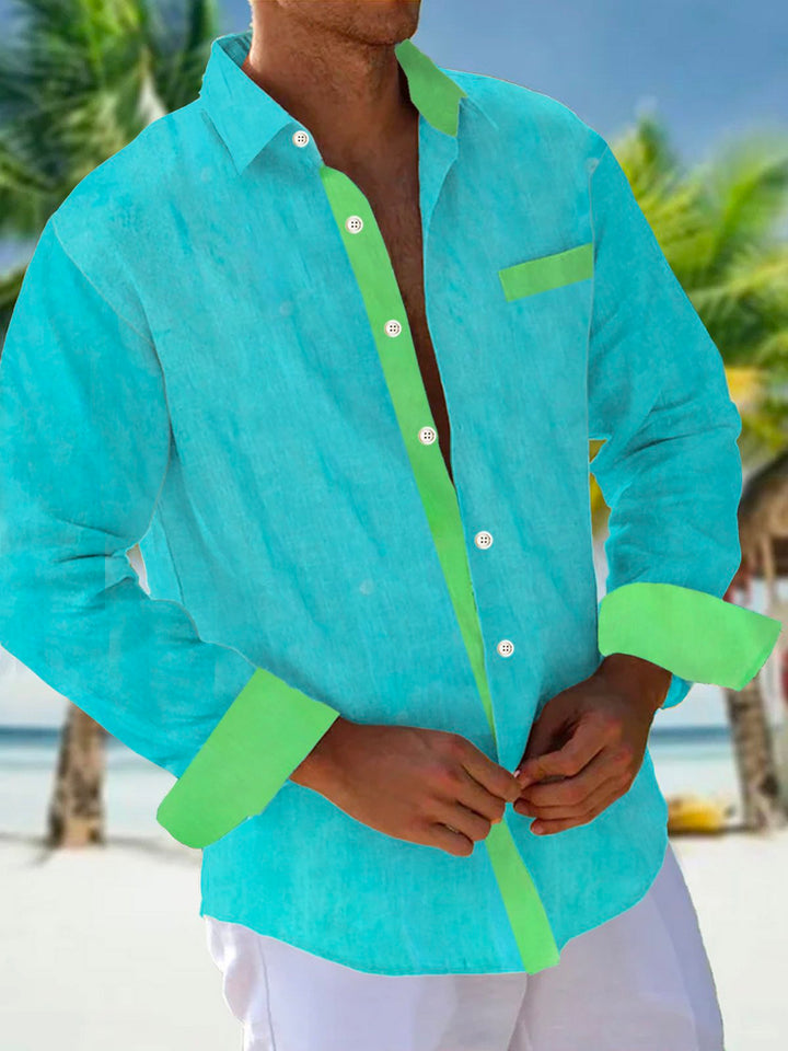 Alohadaddy Solid Color Contrast Print Men&