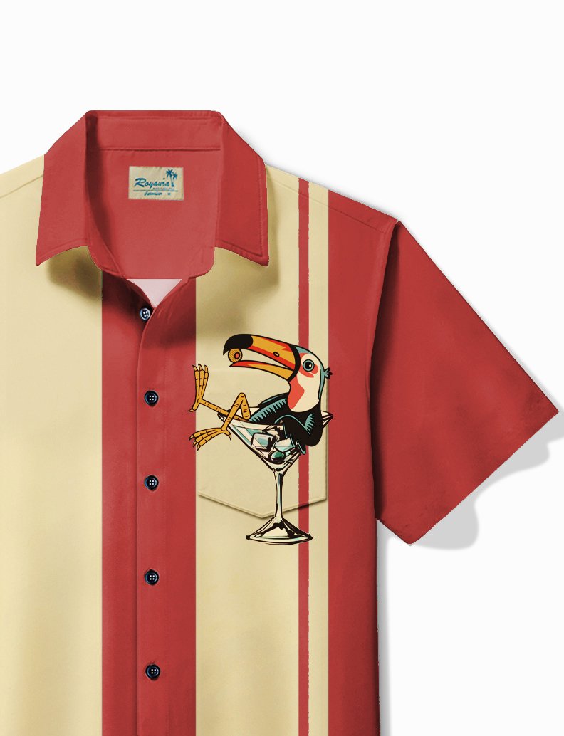 Camisa hawaiana con estampado de dibujos animados de pájaros y bolos retro de Alohadaddy, camisa de fiesta de talla grande