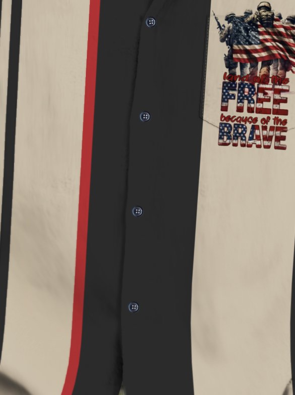 Camisa de hombre con estampado de bandera estadounidense de soldado del Día de los Caídos de Alohadaddy, camisa de bolsillo para acampar de fácil cuidado, talla grande