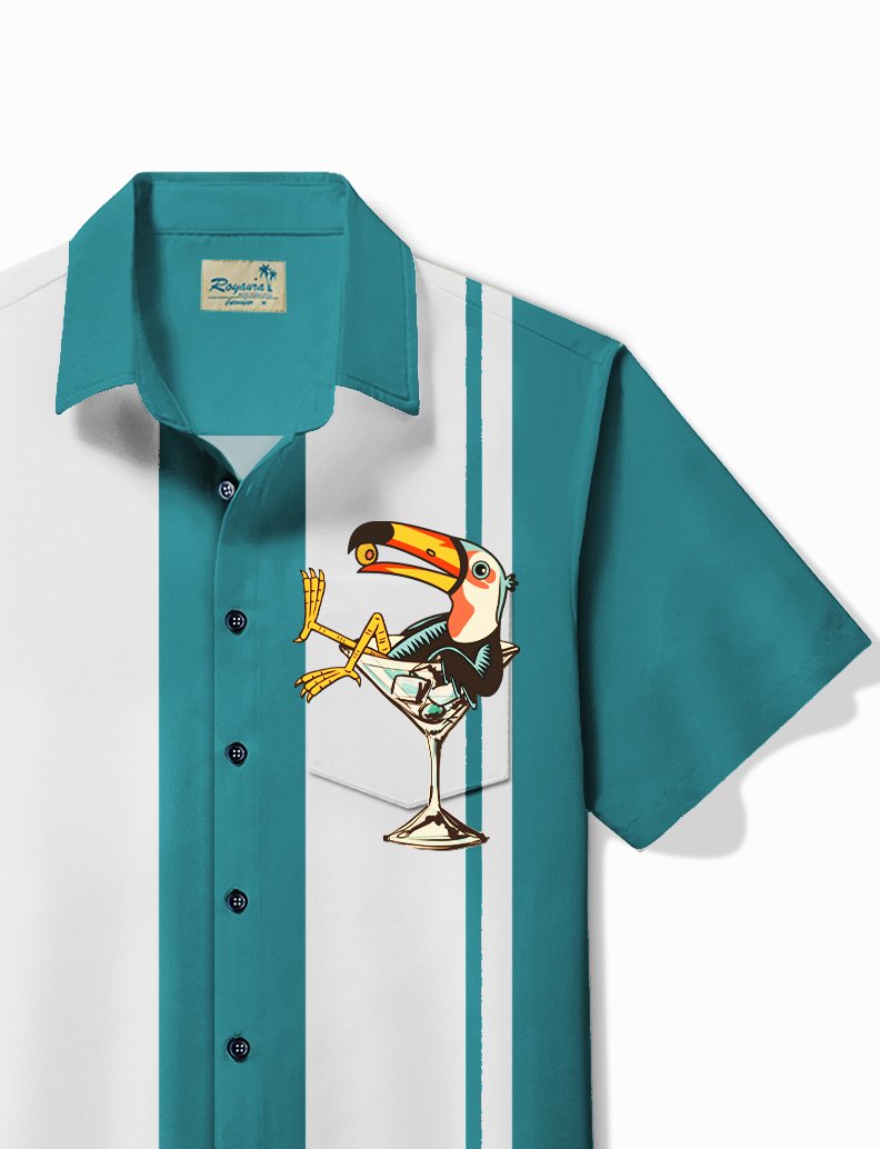 Camisa hawaiana con estampado de dibujos animados de pájaros y bolos retro de Alohadaddy, camisa de fiesta de talla grande