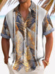 Alohadaddy Vintage Botanical Leaf Print Men's Button Pocket Short Sleeve Shirt