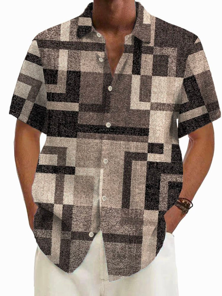 Alohadaddy Retro Geometric Textured Print Men&
