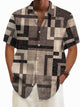 Alohadaddy Retro Geometric Textured Print Men's Button Pocket Short Sleeve Shirt