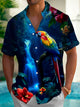 Alohadaddy Hawaiian Parrot Print Men's Button Pocket Short Sleeve Shirt