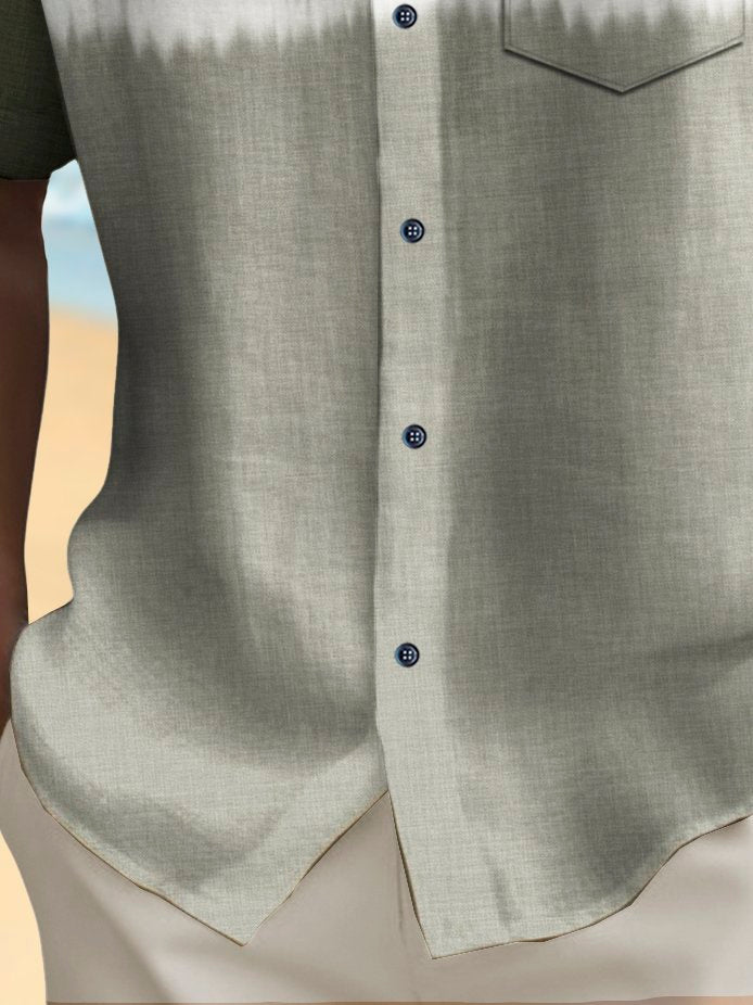 Alohadaddy Vintage Abstract Texture Print Chest Pocket Shirt Plus Size Men&