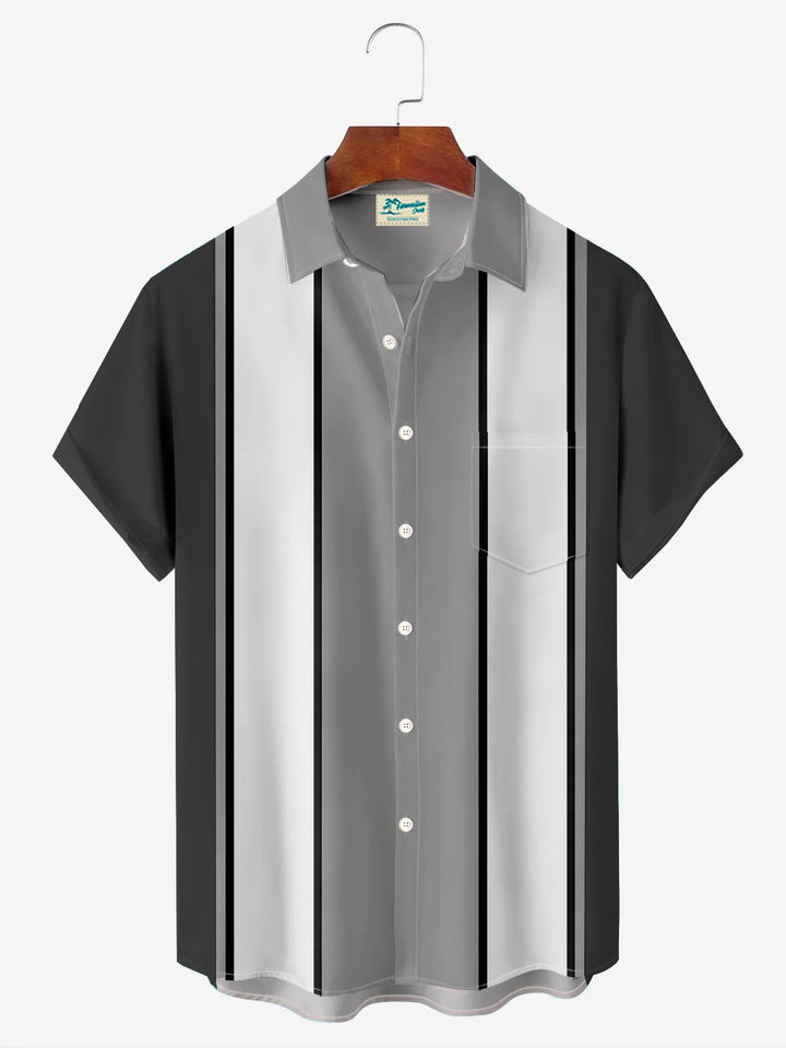 Alohadaddy Retro Bowling Stripe Contrast Color 3D Print Men&