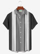 Alohadaddy Retro Bowling Stripe Contrast Color 3D Print Men's Button Pocket Short Sleeve Shirt Big & Tall