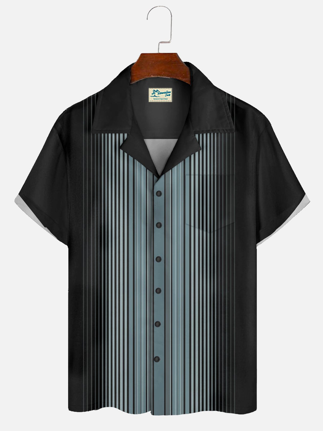 Alohadaddy Vintage Bowling Stripe Print Chest Pocket Men&