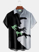 Alohadaddy Holiday Men's Halloween Witch Print Casual Breathable Short Sleeve Shirt Big Tall