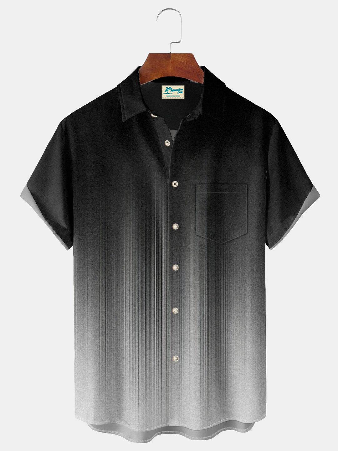 Alohadaddy Vintage Gradient Stripe Print Chest Pocket Men&