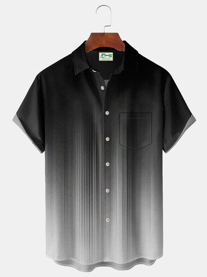 Alohadaddy Vintage Gradient Stripe Print Chest Pocket Men&