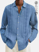 Alohadaddy 60's Vintage Men's Guayabera Print Button Down Long Sleeve Shirt Big Tall