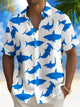 Alohadaddy Beach Vacation Men's Hawaiian Shirt Shark Print Pocket Camping Shirt Big Tall
