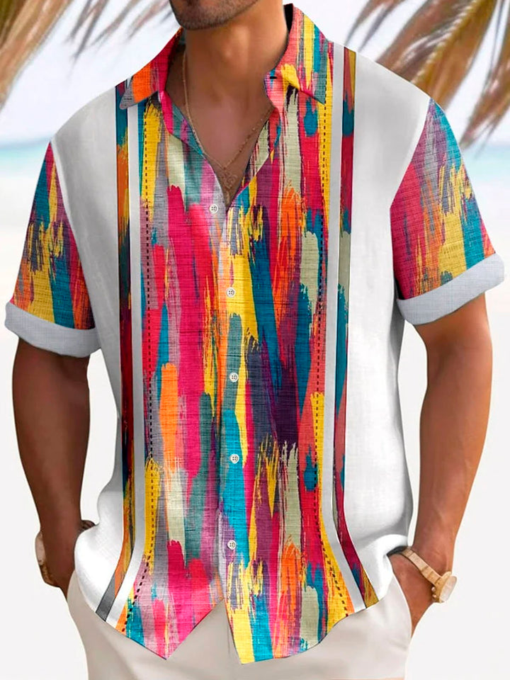 Alohadaddy Retro Bowling Color Block 3D Digital Print Men&