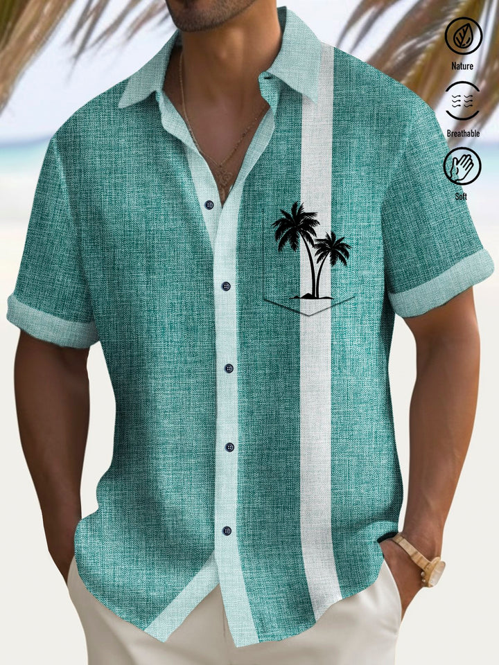 Alohadaddy Vintage Bowling Coconut Tree Print Men&