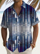 Alohadaddy Retro Geometric Gradient 3D Digital Print Men's Button Pocket Short Sleeve Shirt Big & Tall