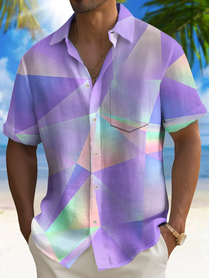 Chemise haute pour homme à imprimé géométrique dégradé vintage Alohadaddy avec poche poitrine