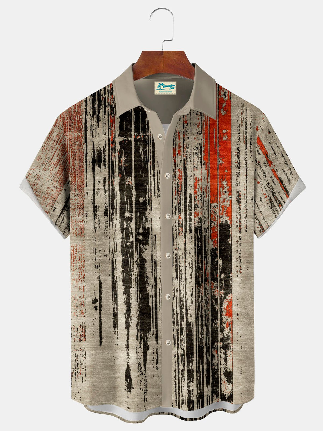 Camisa elástica con bolsillo en el pecho y estampado de textura abstracta vintage de Alohadaddy, talla grande