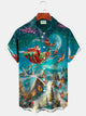 Camisa de manga corta con bolsillo y botones para hombre con estampado digital 3D de Papá Noel navideño de Alohadaddy, talla grande y alta