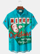 Alohadaddy Christmas Santa Geometric Boomerang Merry Christmas Print Chest Pocket Stretch Hawaiian Shirts Big Tall