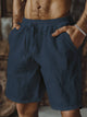 Alohadaddy® Solid Basic Cotton Linen Drawstring Beach Shorts