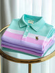 Alohadaddy® Classic Business Stripe Jockey Logo Men's Button-Down Polo Shirt Big & Tall