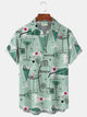 Alohadaddy® Retro Geometric Cocktail Print Men's Lapel Pocket Short Sleeve Shirt Big&Tall