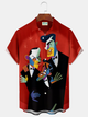 Alohadaddy® Vintage Music Rat Pack Graphic Print Men's Button Pocket Short Sleeve Shirt Big & Tall