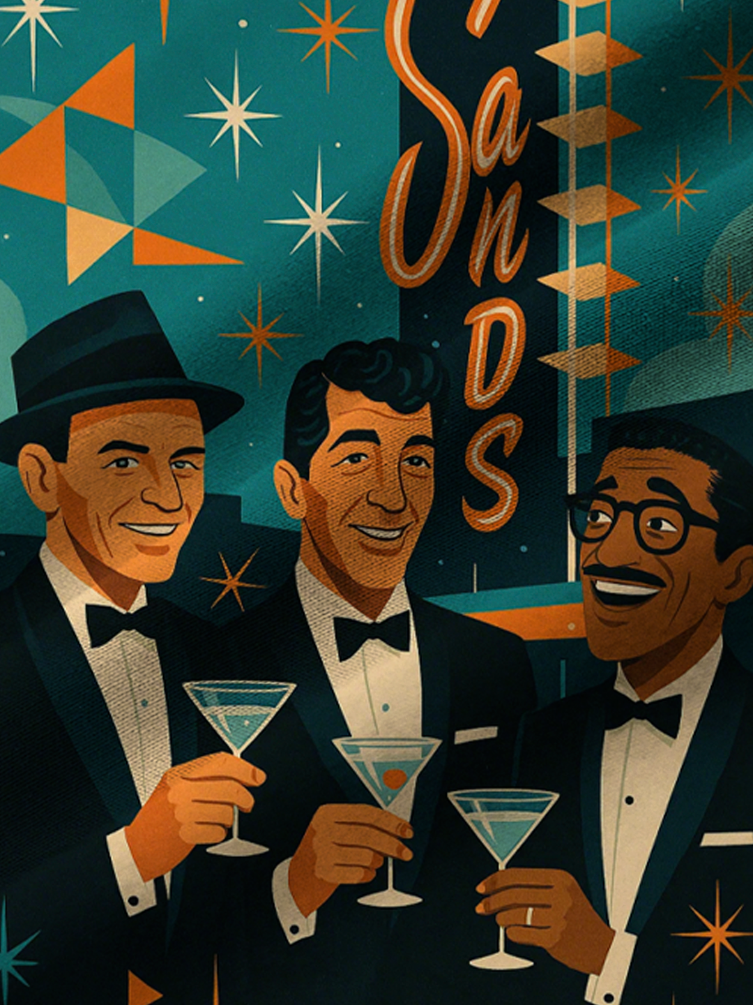 Alohadaddy® Vintage Music Rat Pack Graphic Print Men&
