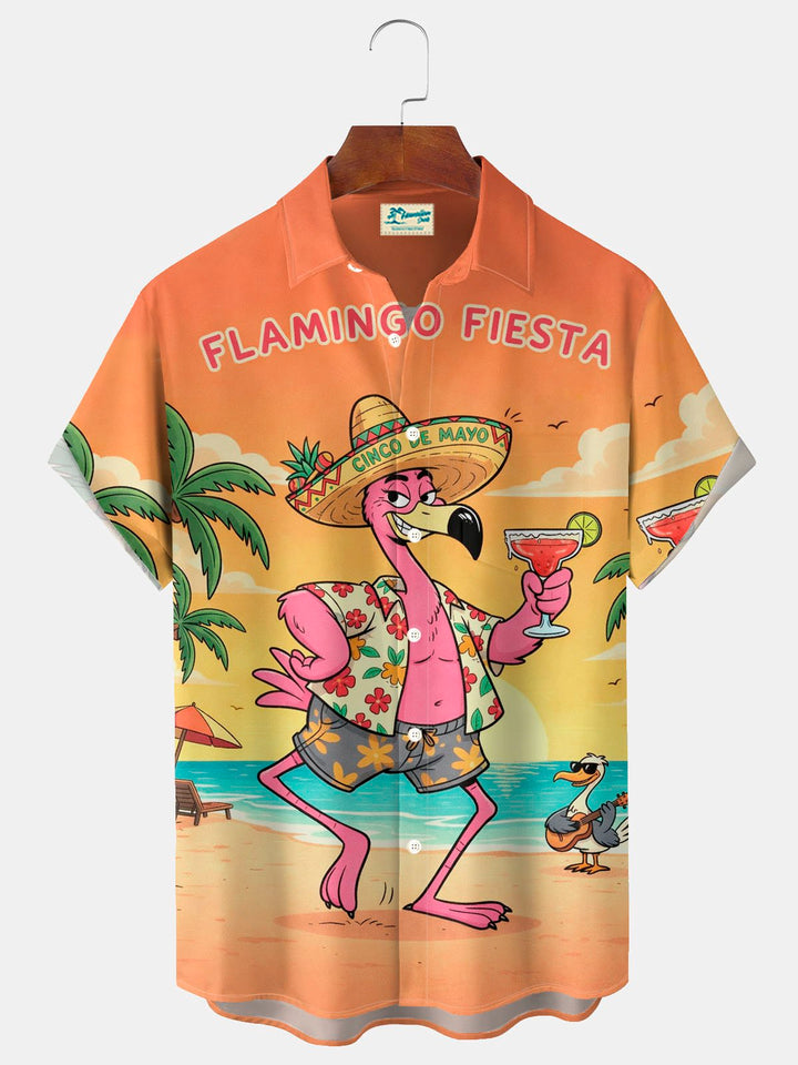 Alohadaddy® Hawaii Flamingo Beer Cigar Cinco de Mayo Print Men&