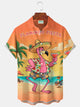 Alohadaddy® Hawaii Flamingo Beer Cigar Cinco de Mayo Print Men's Button-Down Pocket Short-Sleeve Shirt Big & Tall