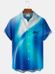 Alohadaddy® Hawaiian Retro Coconut Tree Gradient Print Men's Button-Down Short-Sleeve Shirt Big & Tall