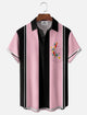 Alohadaddy® Men's Short-Sleeve Button-Down Shirt with Pocket Geometric Print