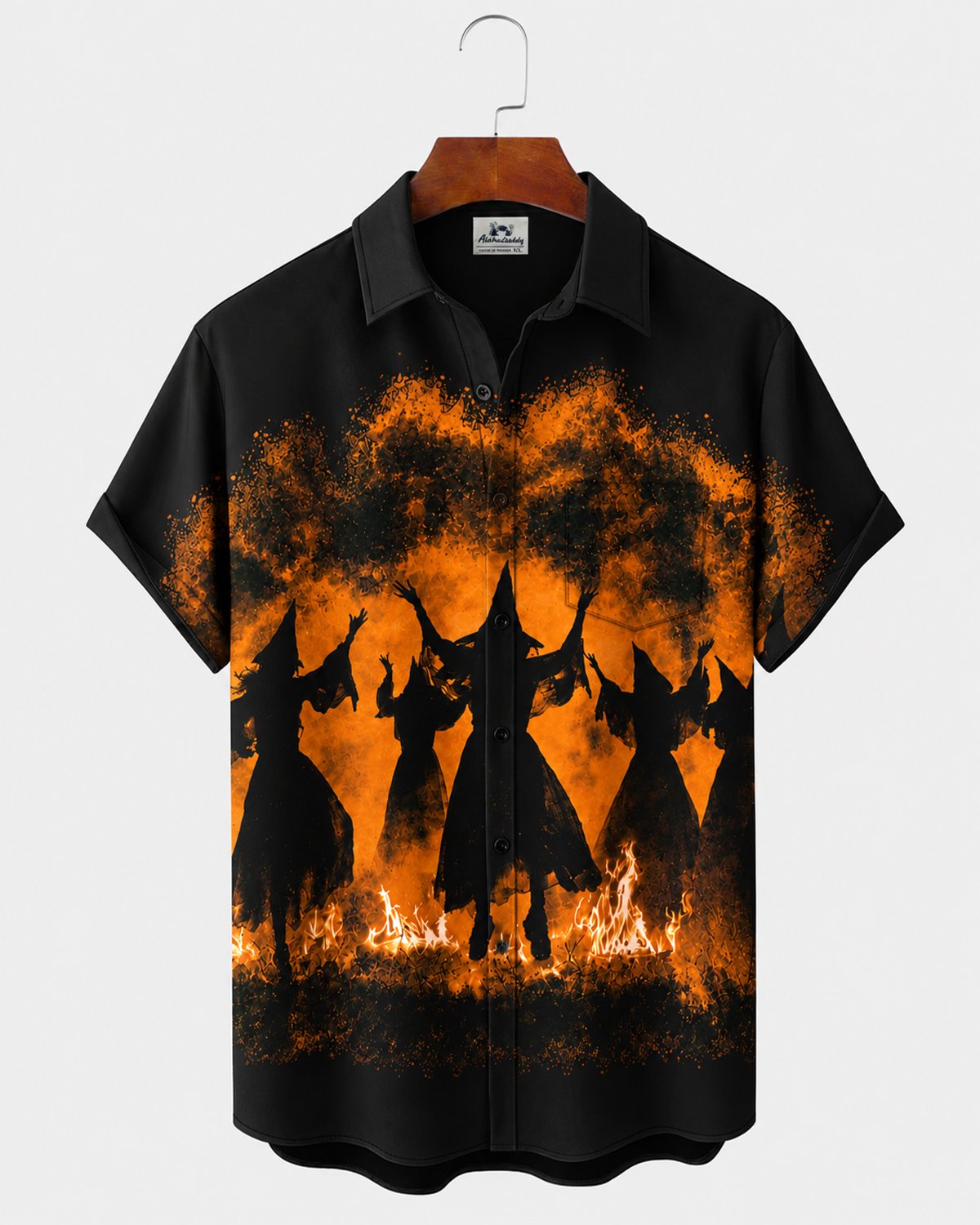 Alohadaddy® Men's Short-Sleeve Button-Down Shirt with Pocket Halloween Print