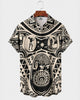 Alohadaddy® Men's Short-Sleeve Button-Down Shirt with Pocket Tribal Print