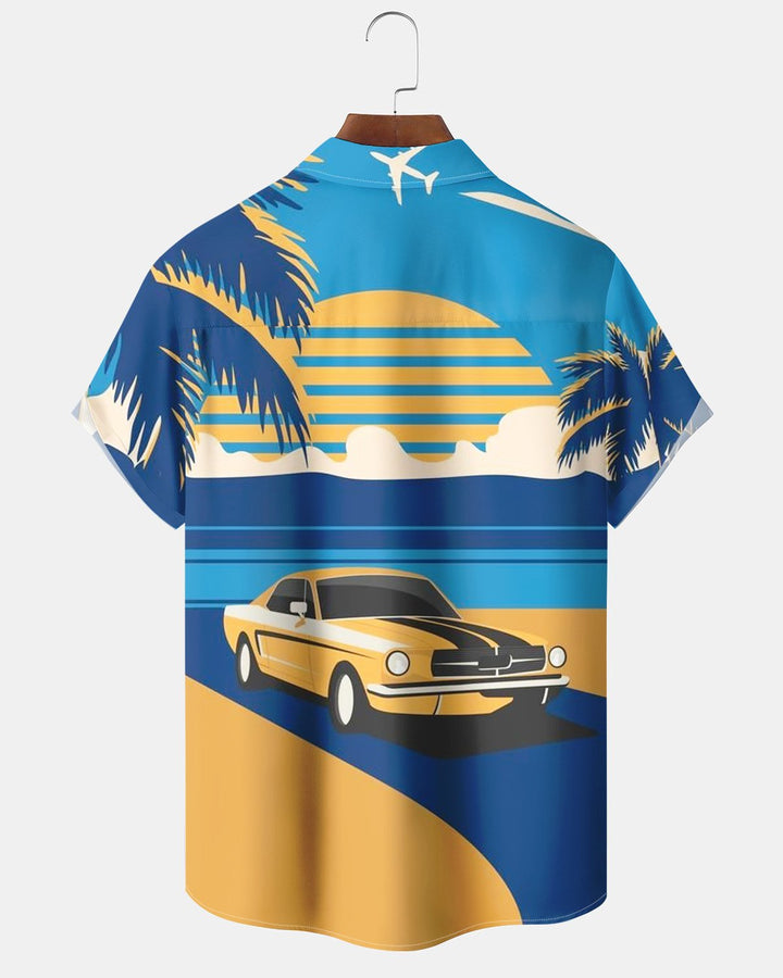 Alohadaddy® Retro Car Landscape Print Men&