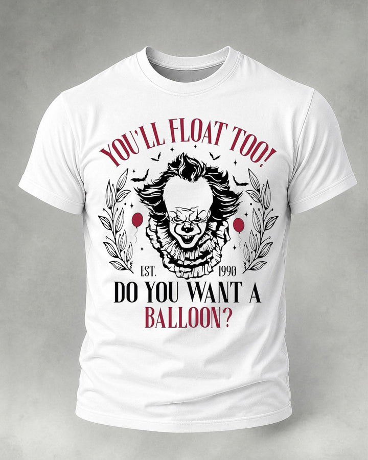 Casual Halloween Clown Print T-shirt with front print